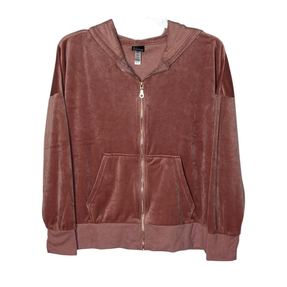 Felina Velour Hoodie Rose with Gold Zipper
